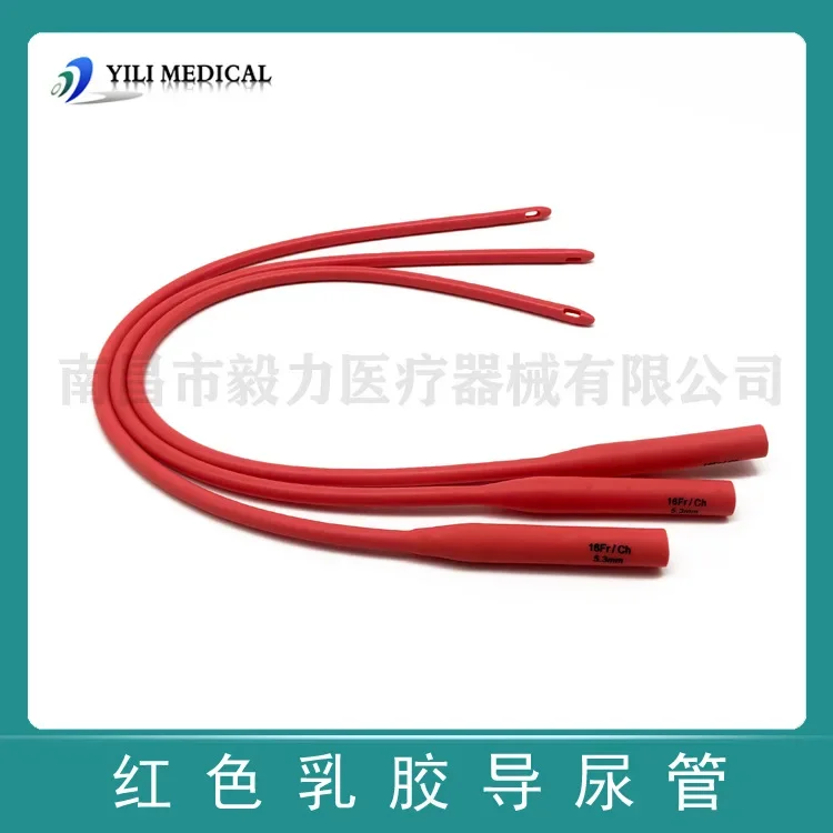 Disposable Red Latex Single Lumen Urinary Catheter, Individual Independent Packaging Medical Science