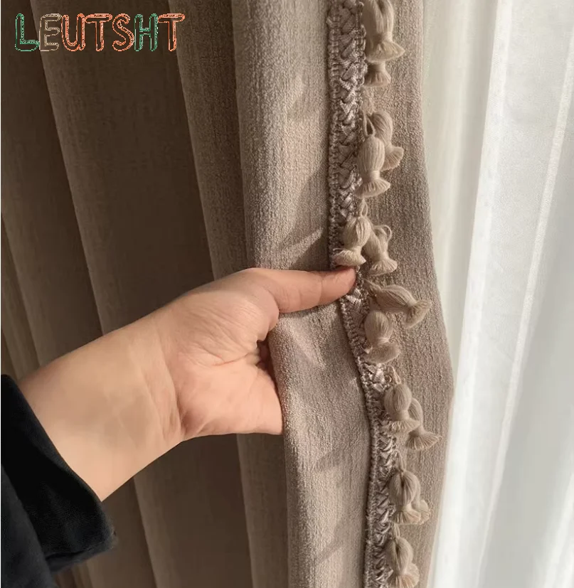 

Customized Solid Color Cotton and Linen Blackout and Sound Insulation Curtains for Living Room Bedroom French Window Balcony