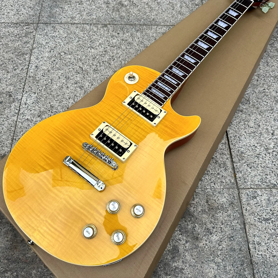 

Yellow LP Standard Electric Guitar, 2 Pickups, Silver Hardware, Rosewood Fingerboard, Made in China