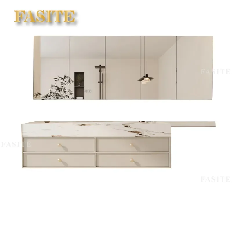 For Slate Hot Bending Integrated Basin Bathroom Cabinet Washbasin Toilet Extension Pool Combination Modern Space Saving