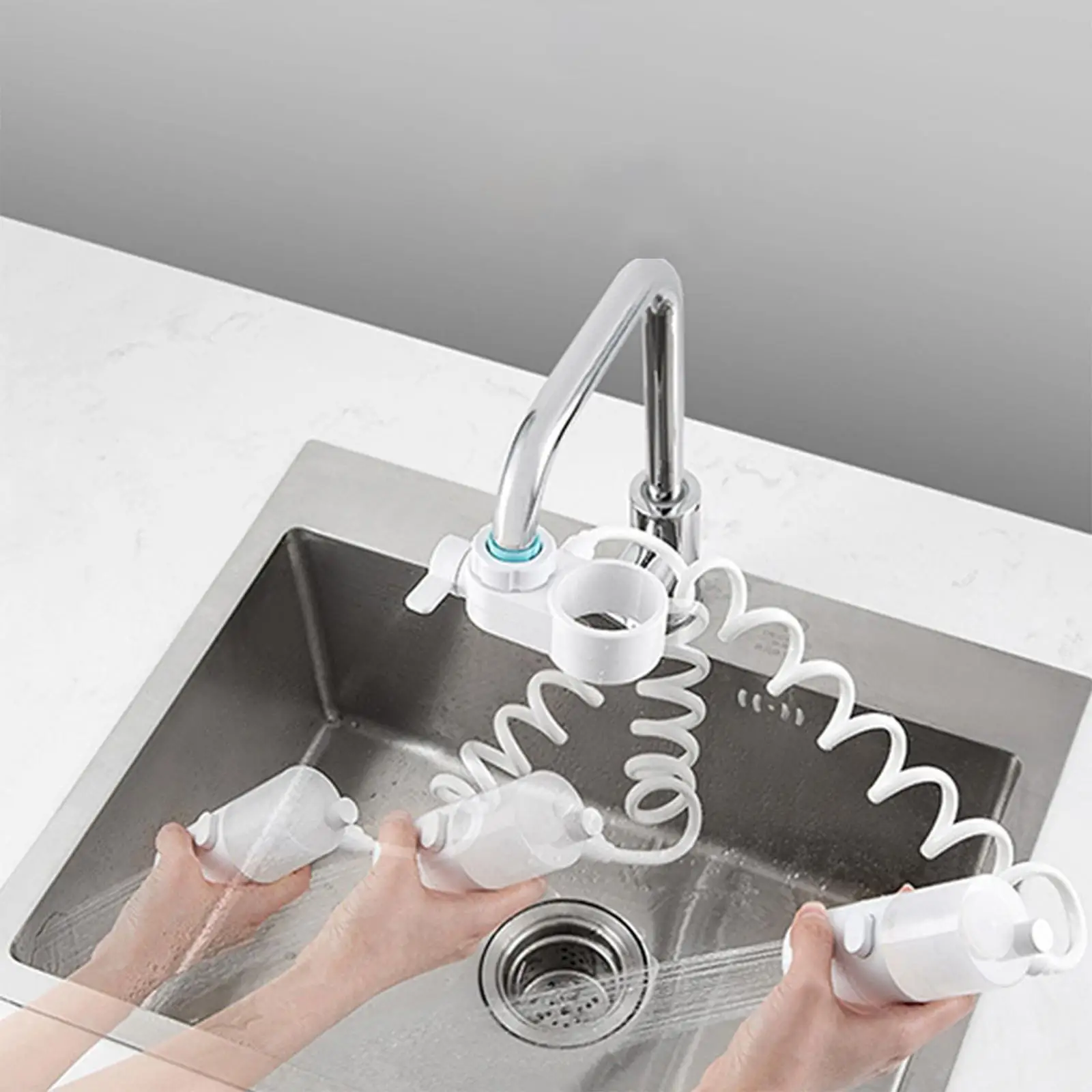 Faucet Sprayer Adjustable with Extension Hose Universal Home Improvement Practical Easy Switching Flexible Tap Extension