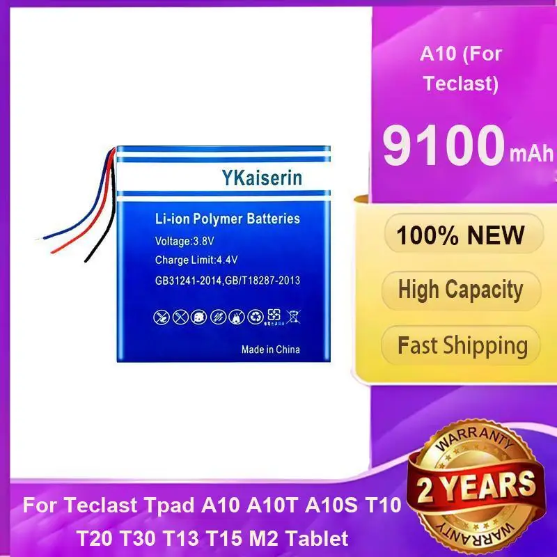 9100Mah Strong Compatibility For Teclast Tpad A10 A10T A10S T10 T20 T30 T13 T15 M2 Laptop Battery