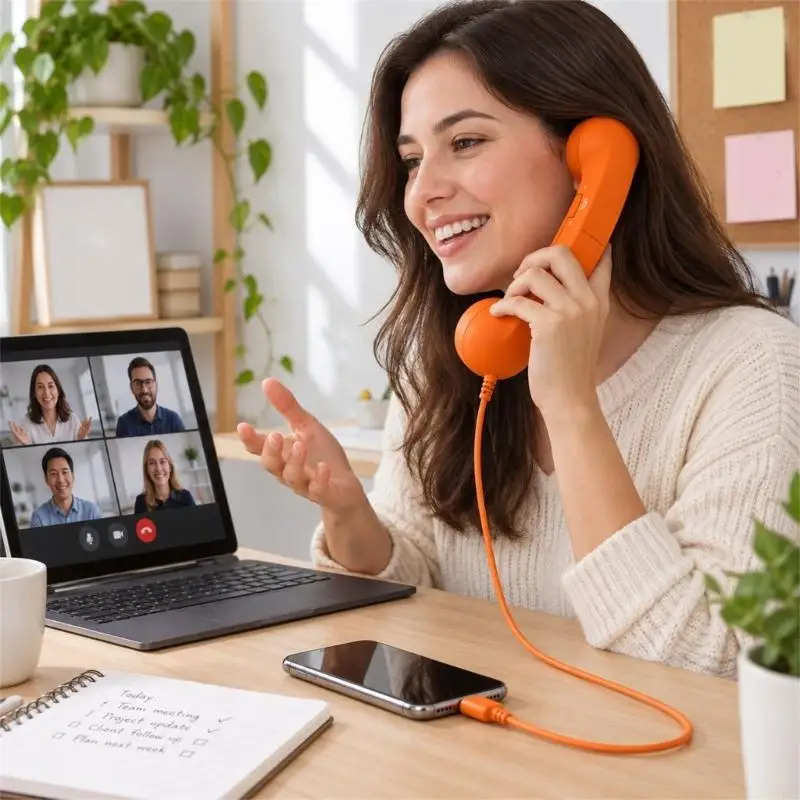 Receiver-Shaped Call Handset with Side Level Adjustment and USB C