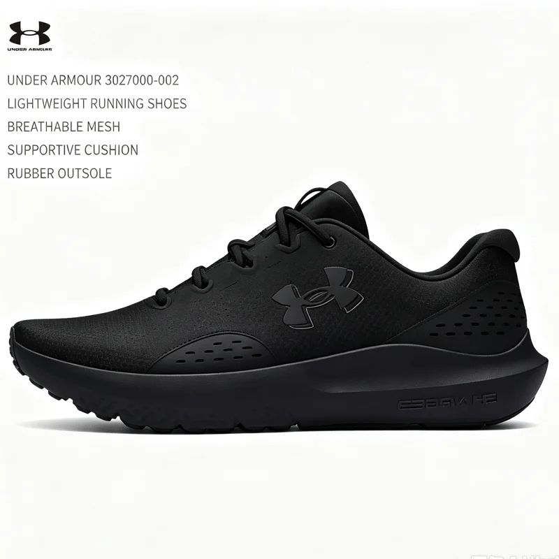 Under Armour Men Running Shoes 3027000002 Black Lightweight Support Athletic Sports Sneakers
