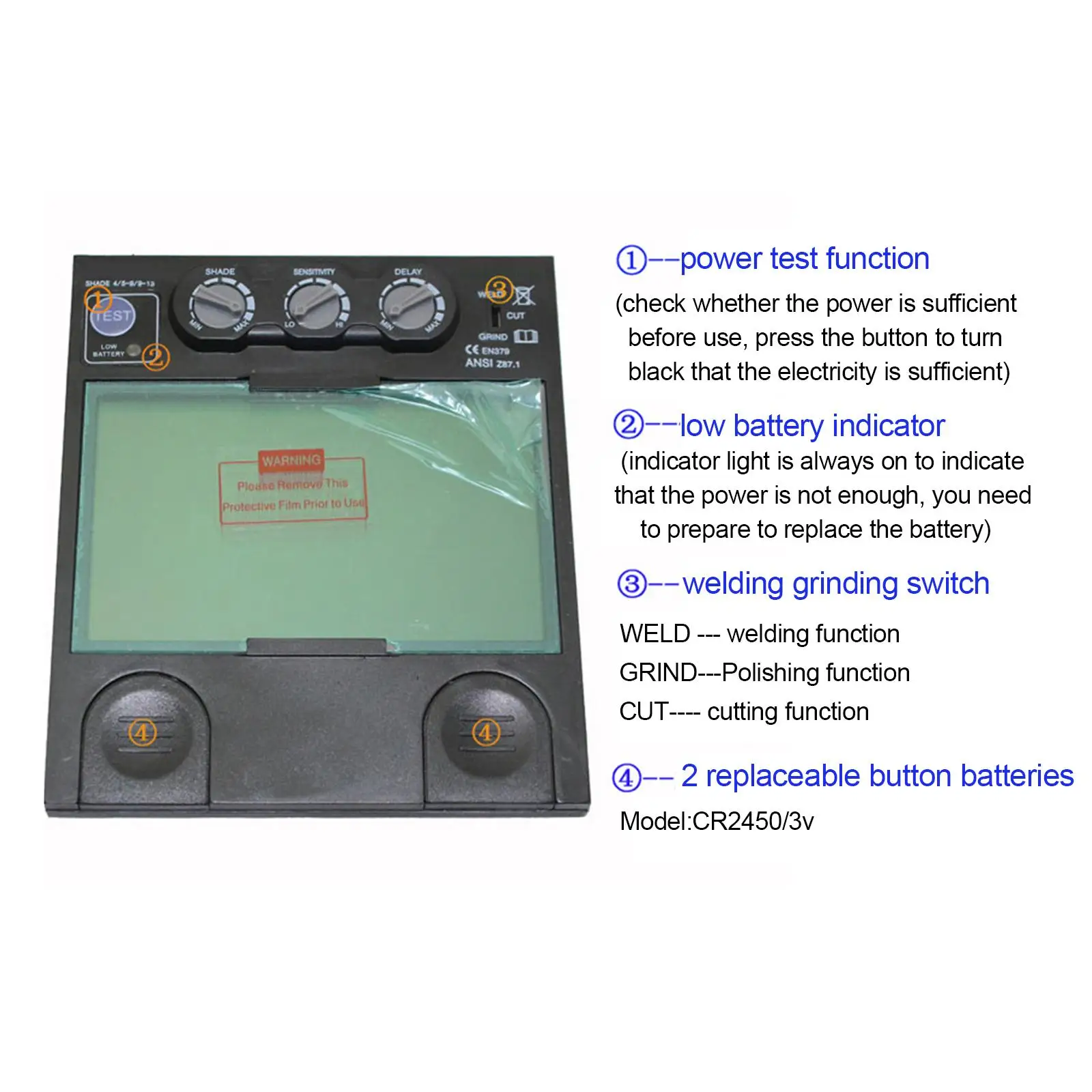 Solar Auto Darkening Welding Lens Large View Replaces Welding Helmet Lens Welder