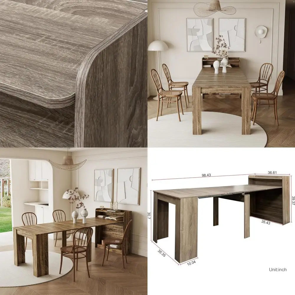 

Современный выдвижной обеденный стол со встроенным хранилищем