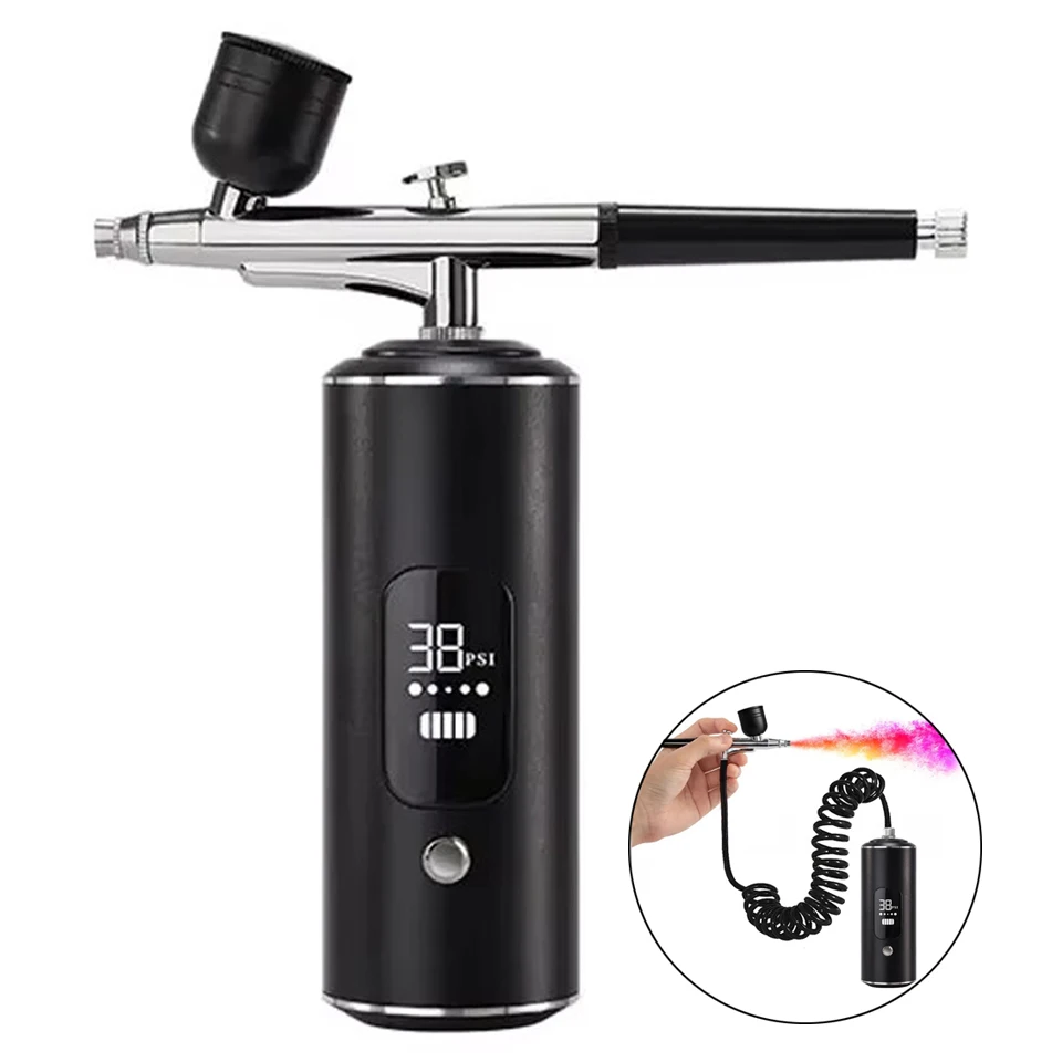 

Airbrush With Compressor Pro Aerografo Kit For Face Paint Makeup , Nails Design , Cake Coloring , Model Painting