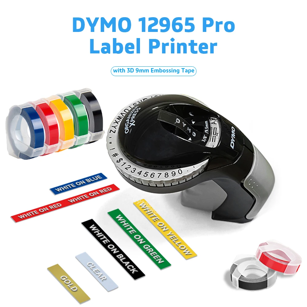 Conjunto de etiquetas DYMO 12965, Conjunto 1, Conjunto de etiquetas DYMO 12965, Conjunto de etiquetas DYMO 12965, Impressora manual de etiquetas com 5 tiras de fita