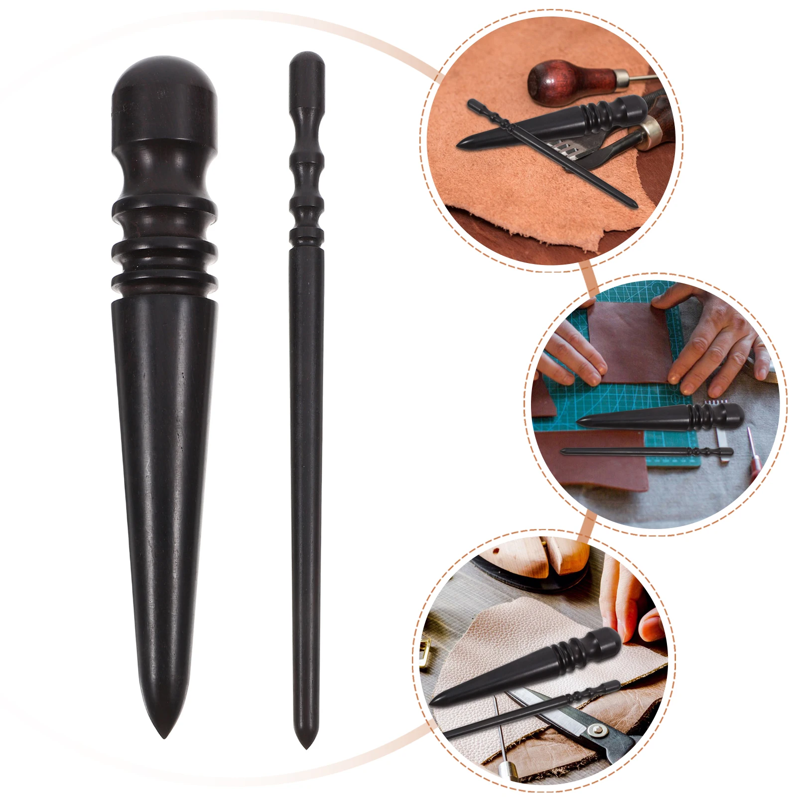 

2Pcs Sanding Stick Burnisher Black Wood Edge Polishing Tool Craft Handwork Supplies Manual Leatherworking