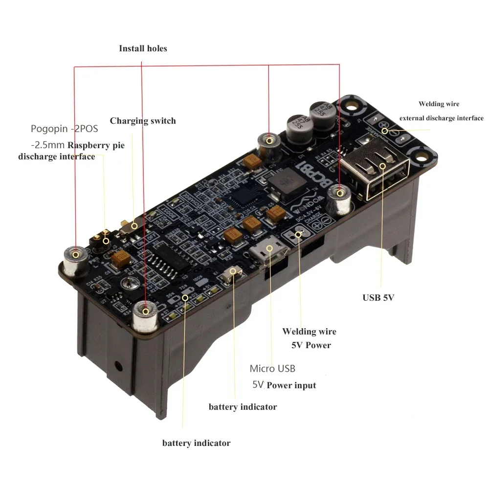 Lusya 26650 Raspberry Pi แบตเตอรี่5V 2A UPS ขนาดใหญ่แบตเตอรี่ลิเธียมความจุขยาย Power Bank Board
