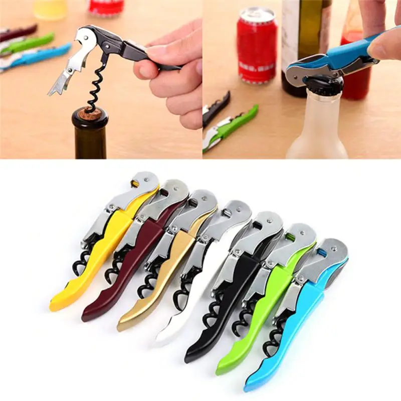 Stainless Steel Corkscrew Wine Key Beer Bottle Opener Foil Cutter Wood Handle Openers Waiters Wine Knife Corkscrews Sommelier