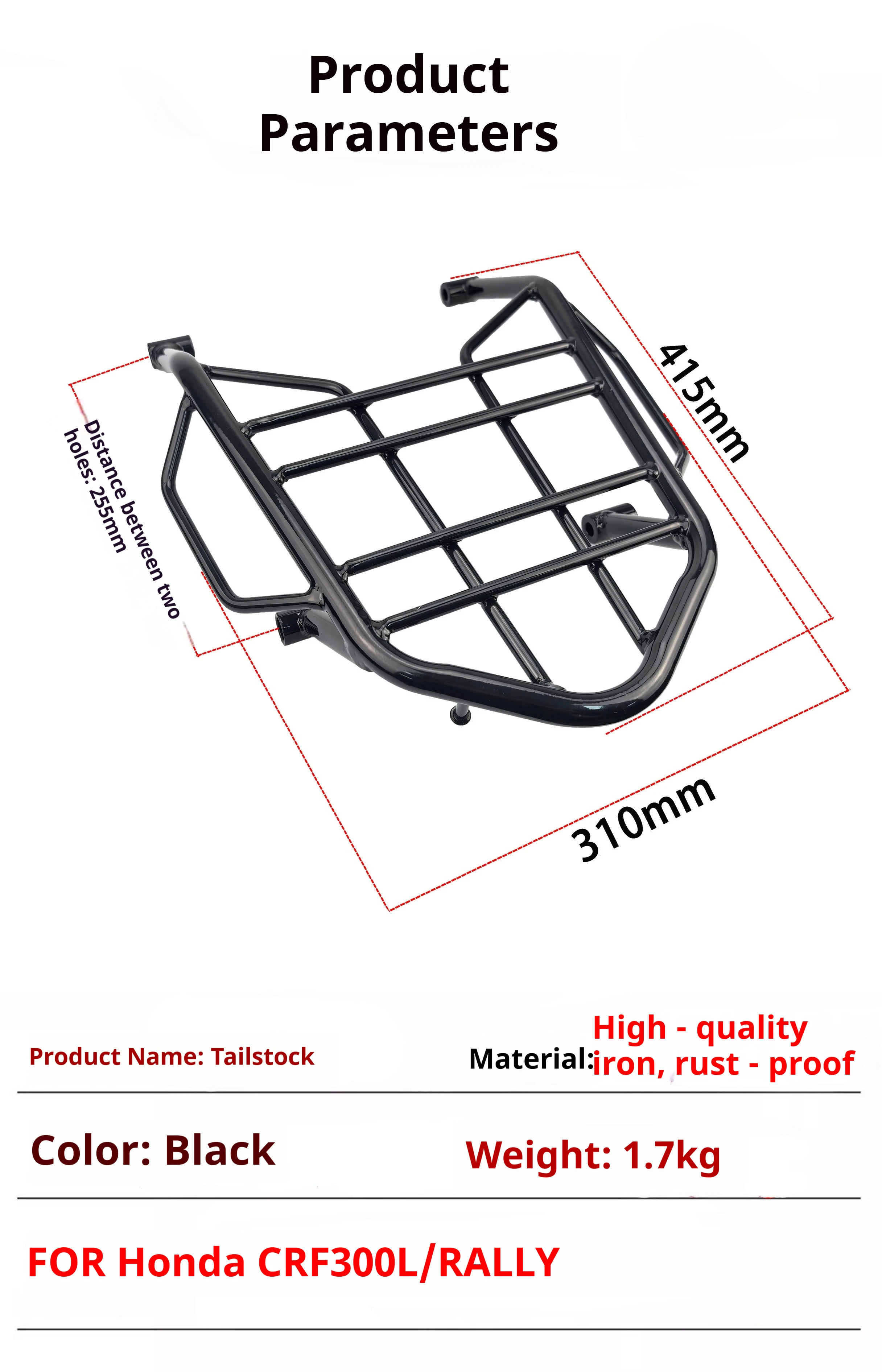 Rear Luggage Rack Grab Bar For Honda CRF300L / Rally Dirt Bike Rear Seat Cargo Carrier Mod Accessories