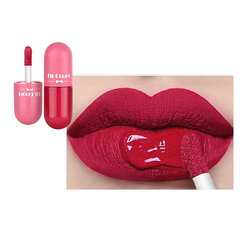 Lápiz labial de cápsula mate de terciopelo para mujer, tinte de labios Sexy, impermeable, no tocar, taza de labios, maquillaje DIY, novedad, 6 colores, N9W2