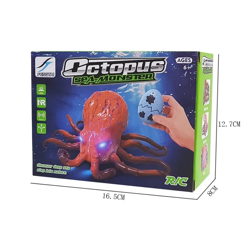 

Infrared Remote Control Electric Crawling Octopus Toy with LED Light Sea Monster Figure Egg Package Kids Gift for Age 6+