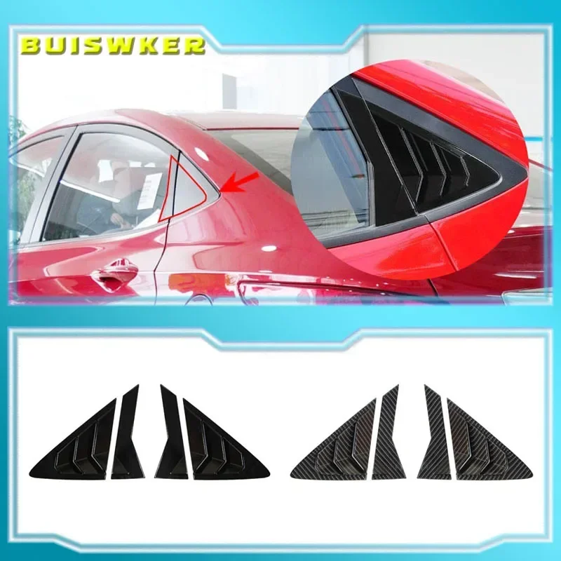 For Hyundai Verna 2010--2016 2Pcs Car Rear Window Side Vent Shutter Louver Cover Trim Black Carbon Fiber Exterior Accessories