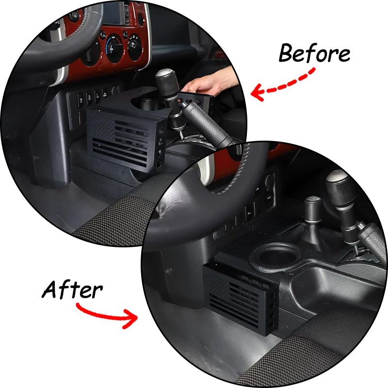 For 2007-2021 Toyota FJ Cruiser Aluminum alloy black Car Center console gears storage baskets on both sides Car accessories LHD