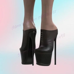 Black Extreme High Heels Platform Pumps Cut Heels Shoes for Women Matte Leather Sexy Lady Party Shoes 2024 Zapatos Para Mujere