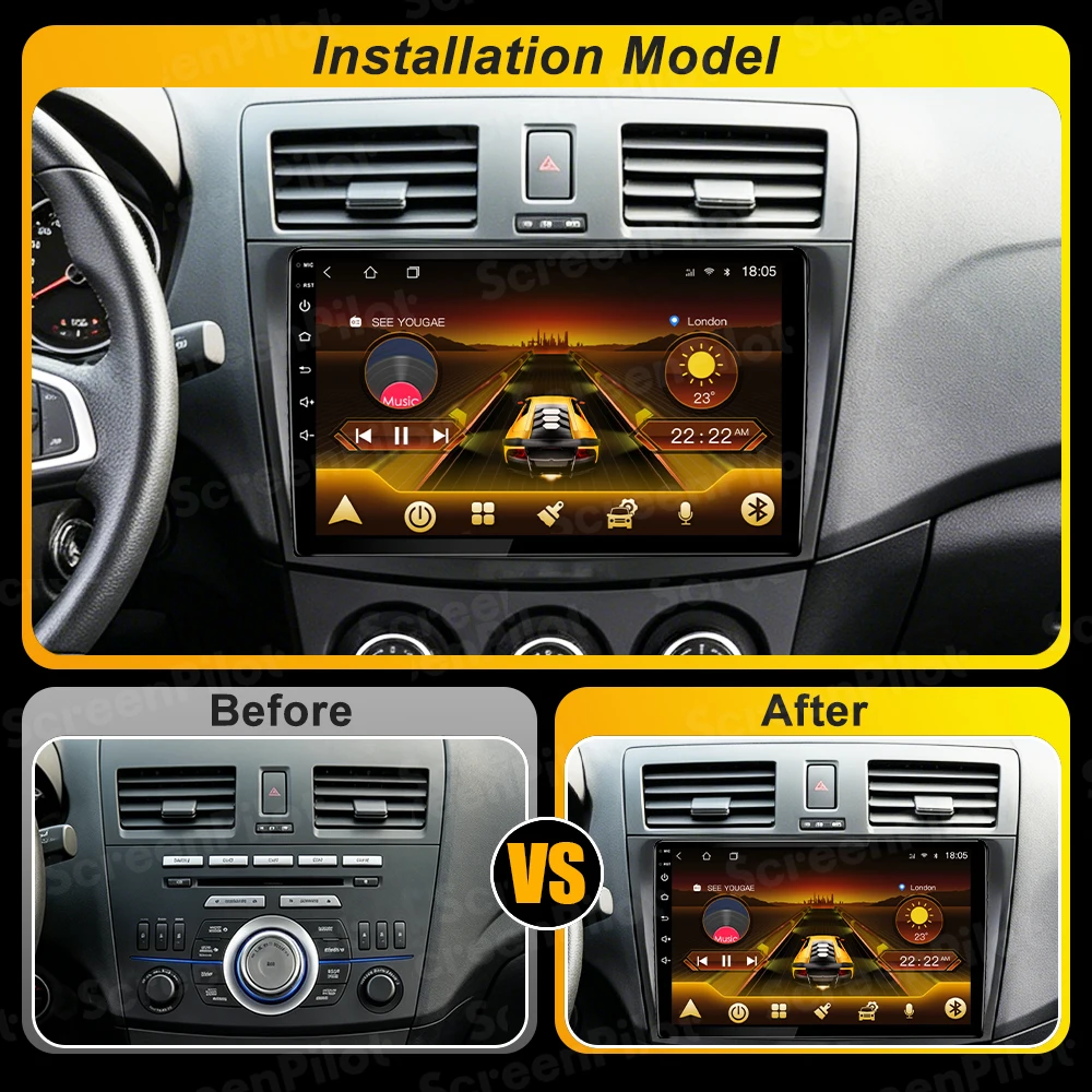 Android 16 For Mazda 3 2010 - 2013 Car Radio Stereo Head Unit  Multimedia Video Player GPS Navigation 2K QLED 9 Inch 8 Core 5G