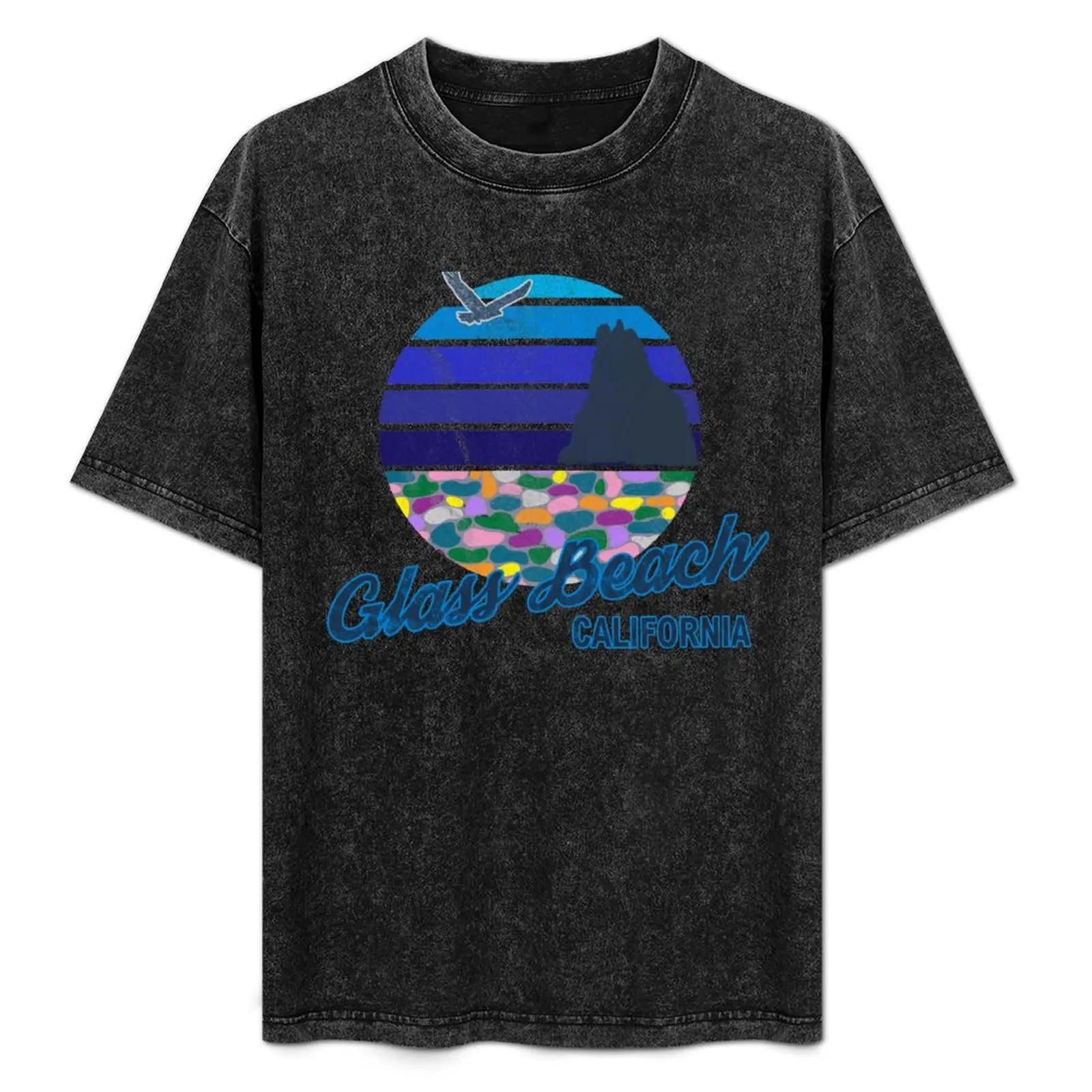 

Glass Beach Fort Bragg California Beach Retro Surf T-Shirt Casual Soft Cotton Short Sleeve Tee