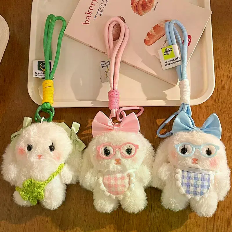 漫画ぬいぐるみウサギキーホルダーぬいぐるみおもちゃバッグペンダントチャーム車のキーリングアクセサリー女性カップルのためのかわいいギフト