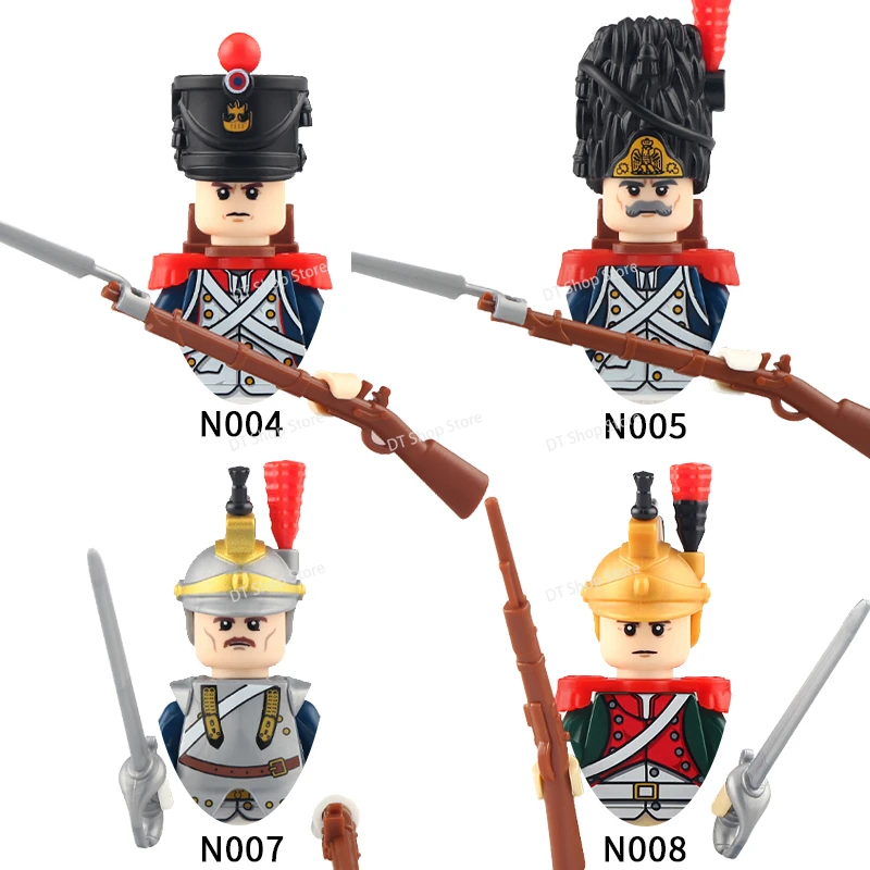 Napoleonic Wars Military Soldiers Building Blocks action Figures French British Fusilier Rifles Weapons Toys For Kids N001-048