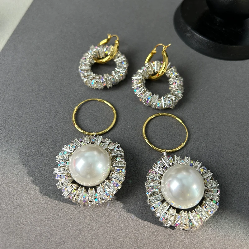 

Ring sparkling zircon earrings detachable two versatile chic girl ear accessory