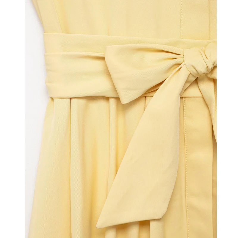 MUJER 2025 Pleated Shirt Dress Woman Belt Sleeveless Long Dresses for Women Casual Summer Midi Dress Women Holiday Women's Dress
