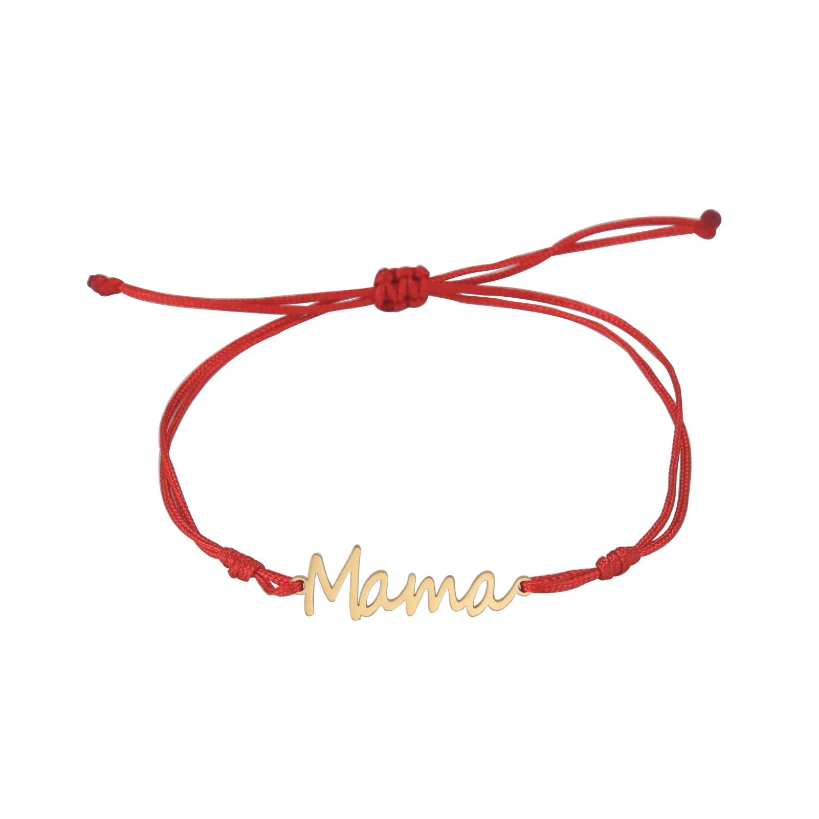 YIXIN Red Mama Letter Hand Braided Rope Bracelet for Women Fashion Stainless Steel Bracelets Mother's Day Gift Jewelry image 2