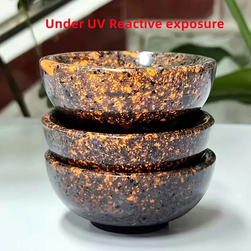 One Piece Euperite Crystal Bowl - UV Photosensitive Flame Stone, Glow Under Black Light, UV Activated Luminous Crystal Ornament,