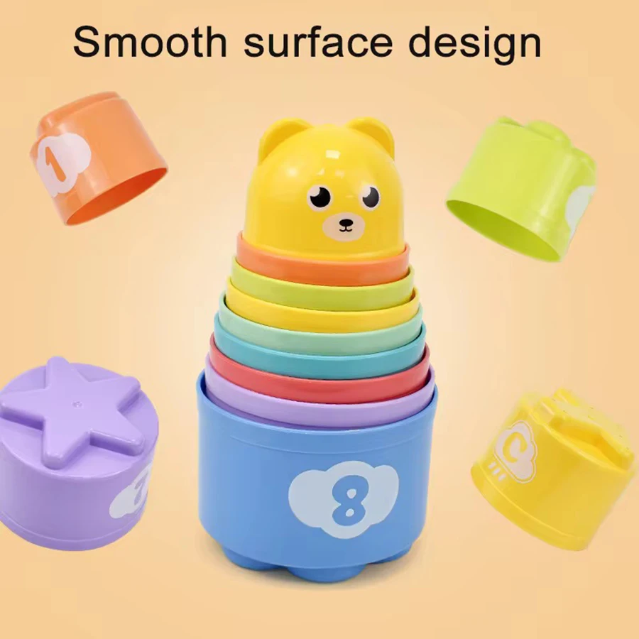 9PCS/set Number Letters Stacking Cup Baby Montessori Early Educational Sensory Puzzle Stack Speed Games Toys for Children Gifts