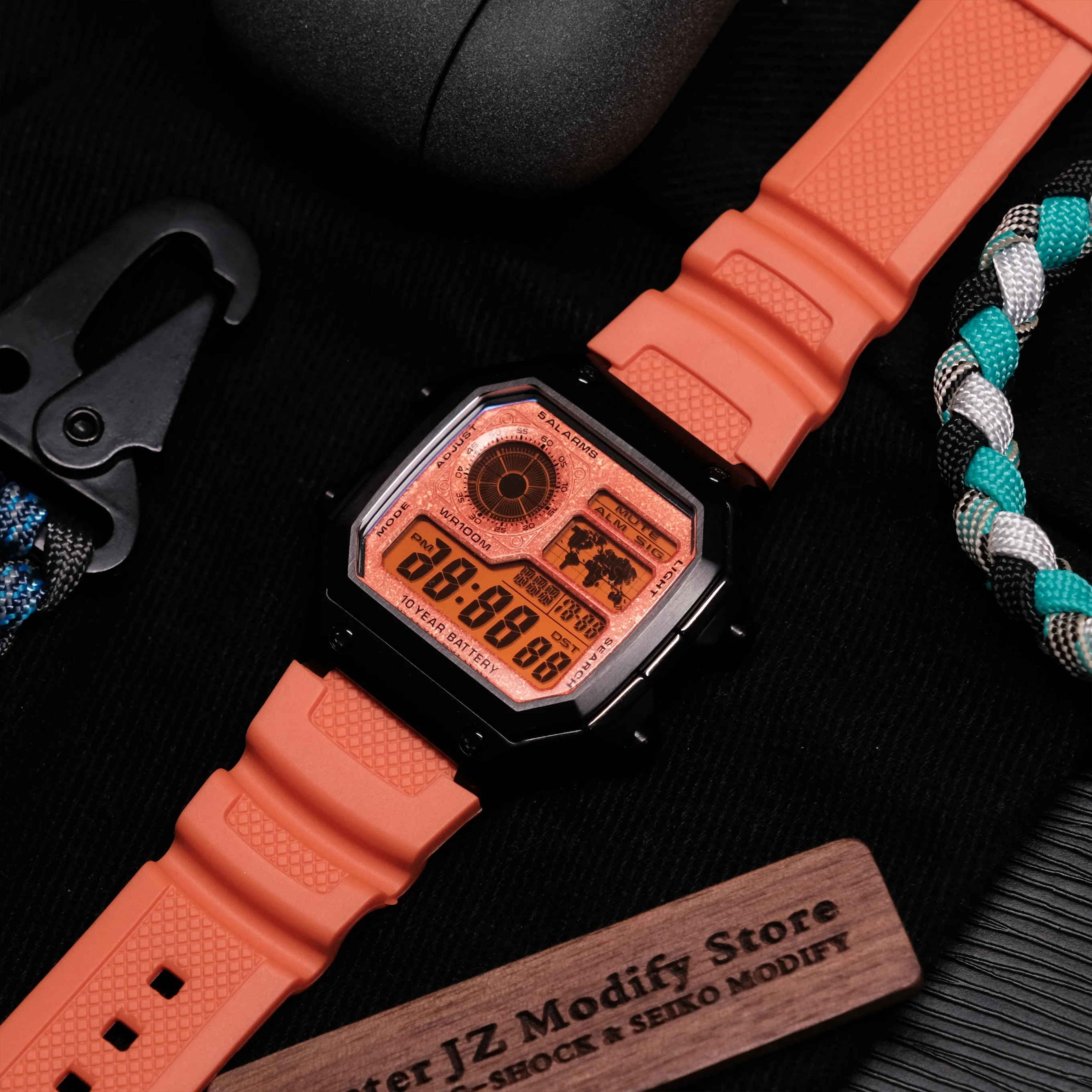 كامل مخصص AE1200 رويال ساعة طقم عصري ساعة الطلب وحقيبة وحزام فريد مخصص تعديل ساعة عسكرية رقمية #5