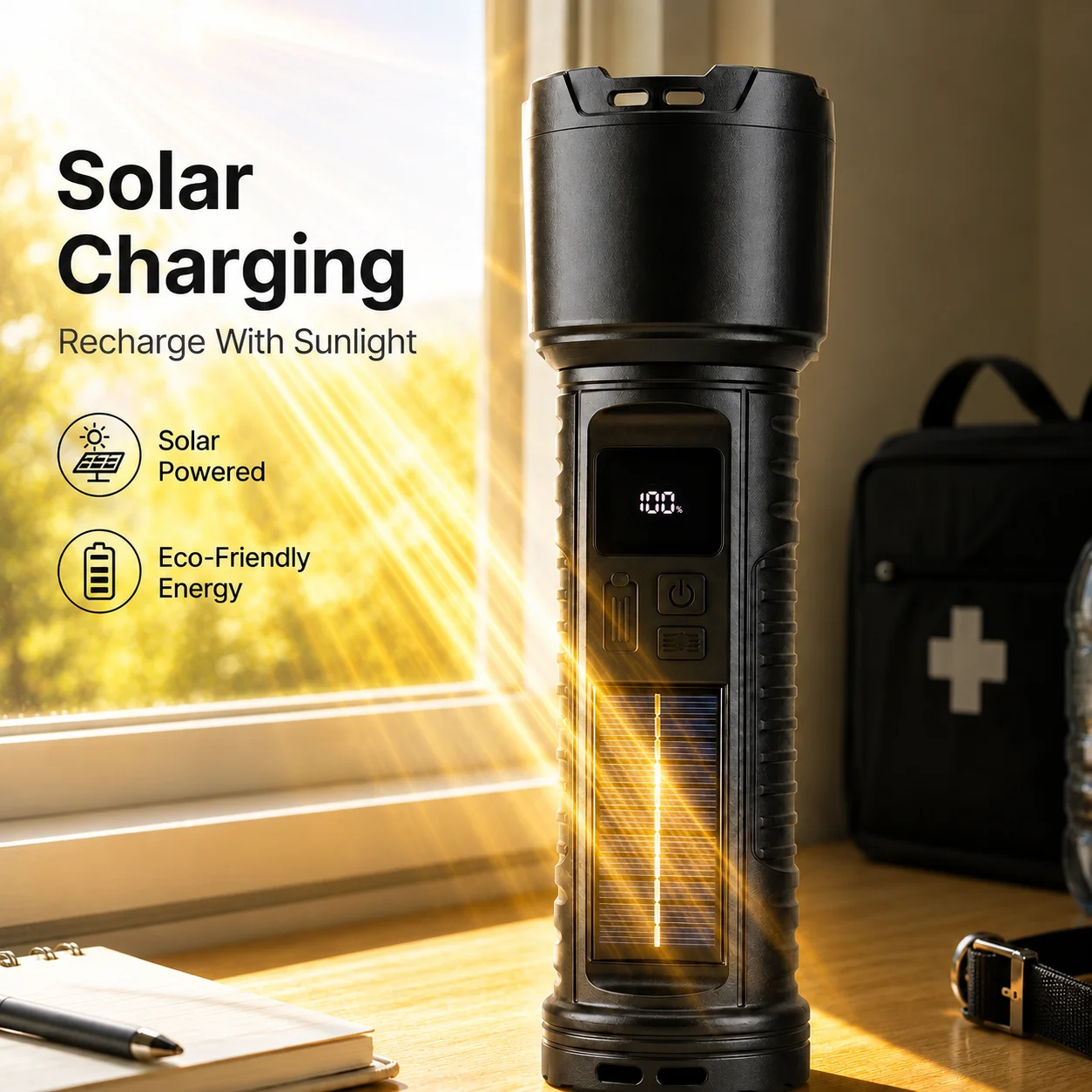 Extra-Large Flashlight, Large Light Source, Strong Light Flashlight, Seven Lighting Modes, Adjustable as You Like, Equipped with a Smart Digital Power Display, High Brightness, Dual Light Cores for Long-Range Illumination, Focused Light, Wide Range, Floodlight, Telescopic Zoom, Suitable for Night Fishing, Camping, Patrol, Home Maintenance, Emergency Lighting, Durable and Shock-Resistant, Supports Type-C Charging, 3600Mah Long-Lasting Battery Life, for Nighttime Travel, Outdoor Work, Multifunctional Lighting Flashlight