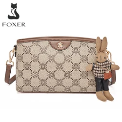 Damska marka FOXER z nadrukiem monogramem PVC Crossbody damska moda PU skóra miękka torba kurierska torebka damska na ramię prezent dla dziewczynki