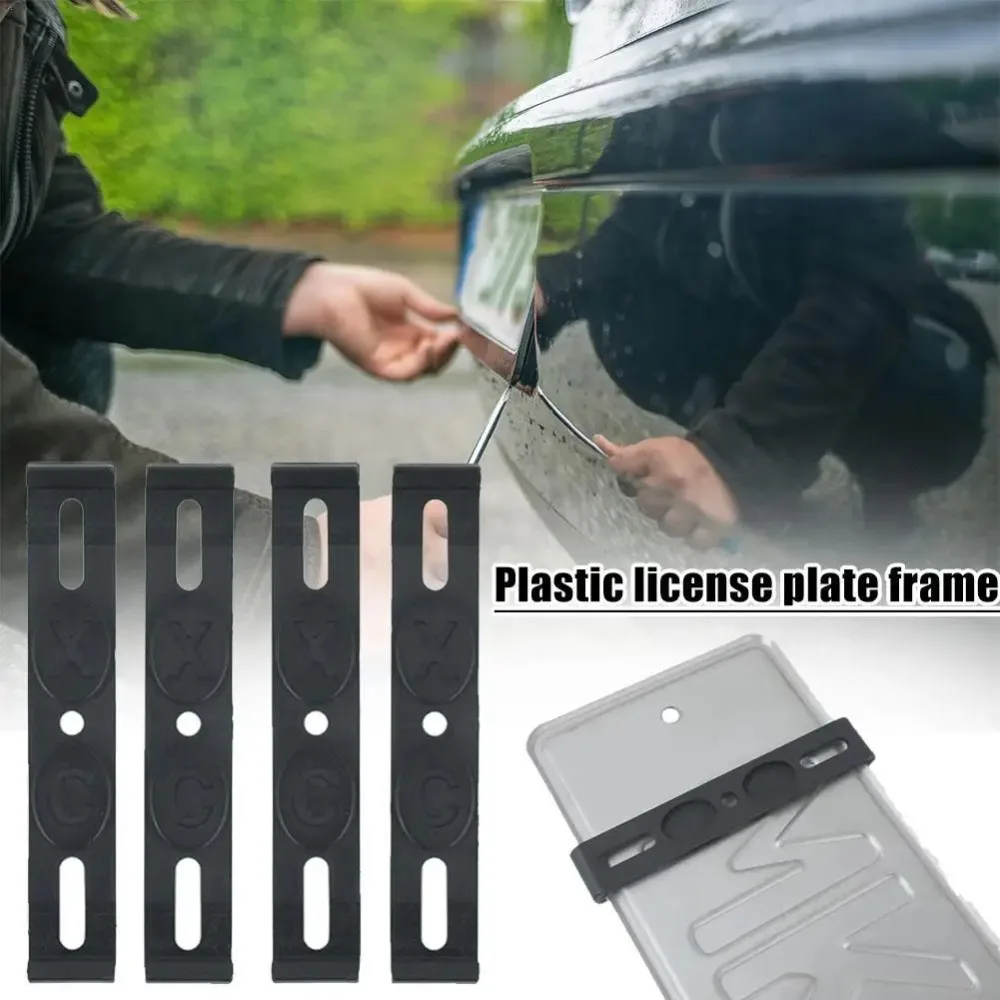 License Plate Holder 4PCS Weather-Proof Frameless License Plate Frame Car Tag Frame for Front and Rear Car Tags Car Accessories