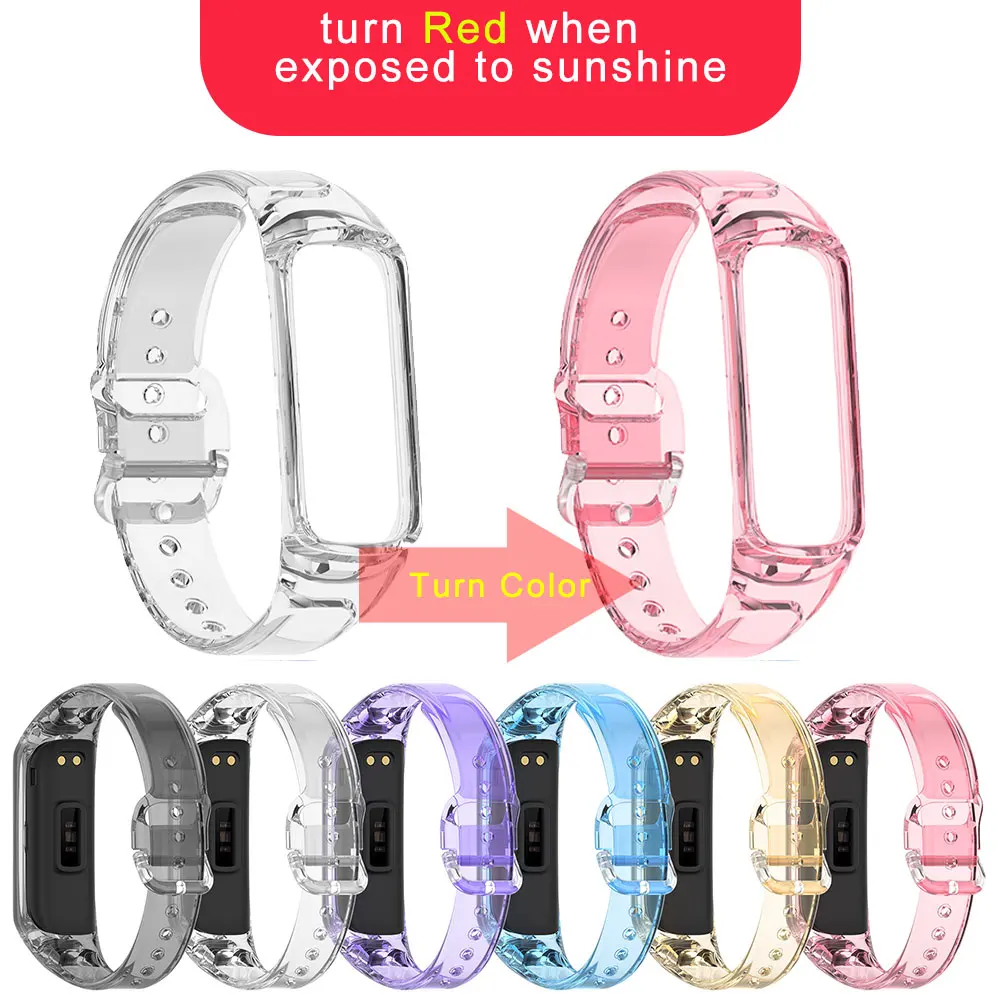 Transparent Sunshine Turn Color Silicone Strap For Samsung Fit 2 R220 Smart Bracelet Band Replacement Strap For Galaxy Fit2 R220