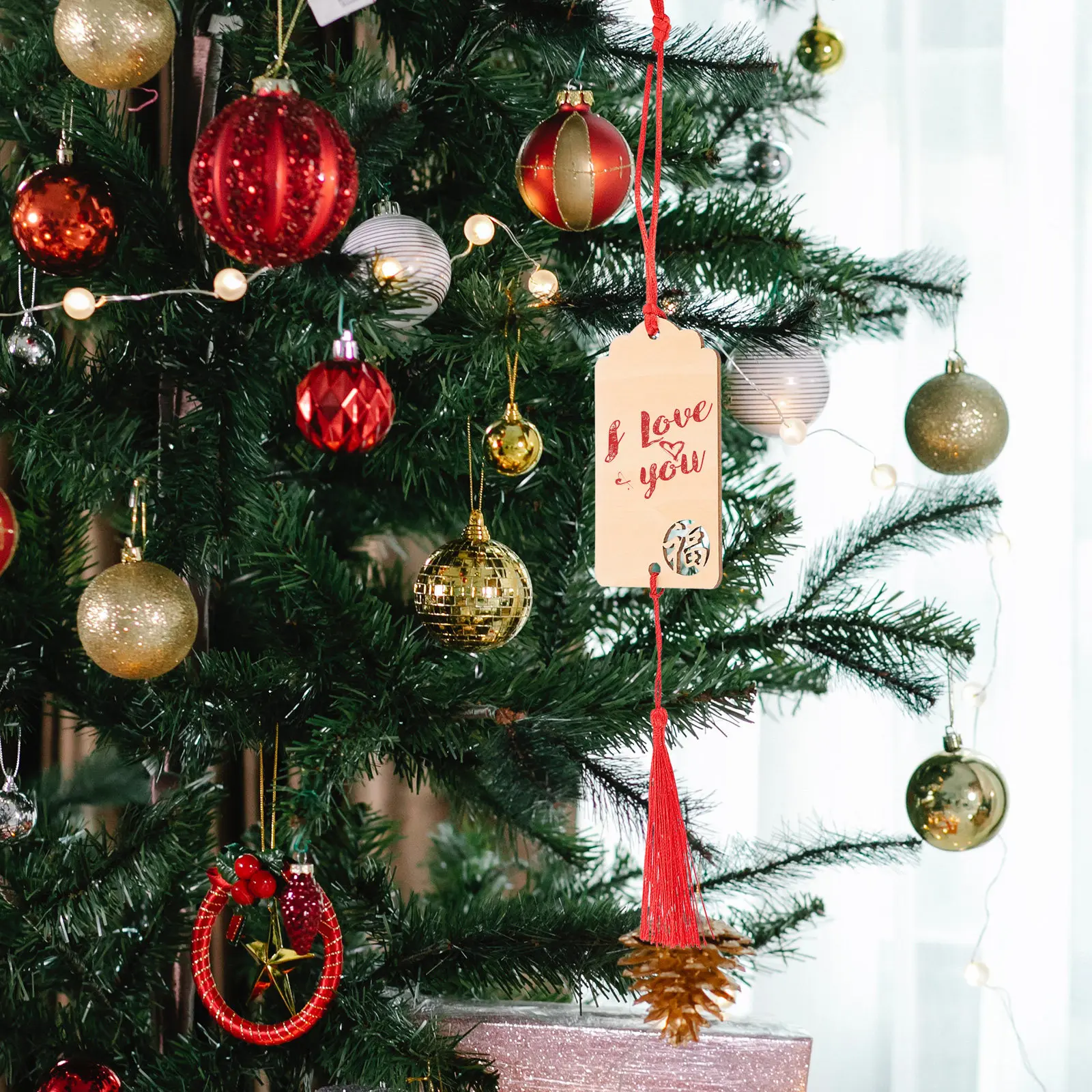 6Pcs Wooden Wish Cards Creative Shaped Hanging Tags for Temple Garden Christmas Tree Blessing Hanging Labels Decorative Pendants