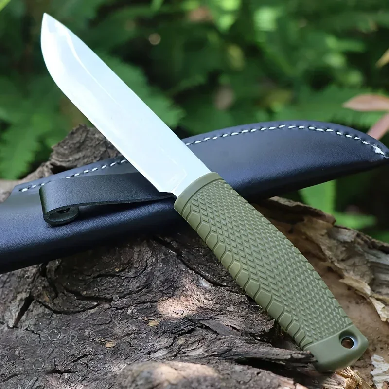 BM Leuku 202 Tactical D2 Fixed Blade Hunting Knife with Leather Sheath, Outdoor Multitool Hunting Bushcraft Camping EDC