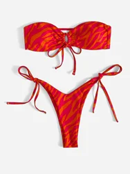 ZTVitality Bikini con estampado de cebra para mujer, bañador Sexy con sujetador acolchado, traje de baño de cintura baja para mujer 2023