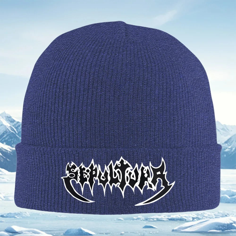 تصميم نص منفعل، أشكال جريئة، خطوط حادة للرجال والنساء للجنسين قبعة محبوكة قبعة صوفية شتوية حرارية دافئة لعيد الميلاد في الهواء الطلق