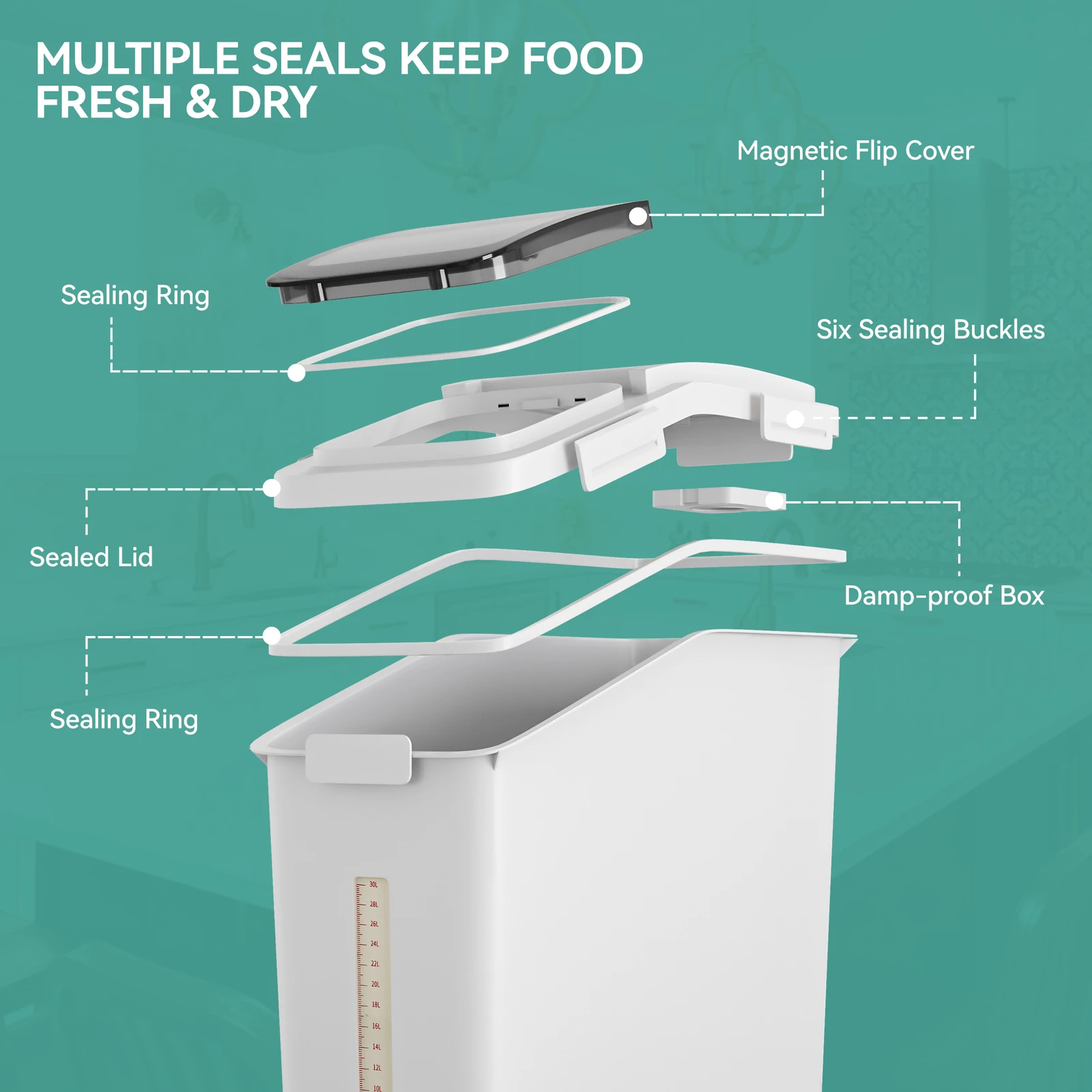 밀폐형 애완동물 사료 보관 용기 대형 애완동물 사료 상자 쌀통