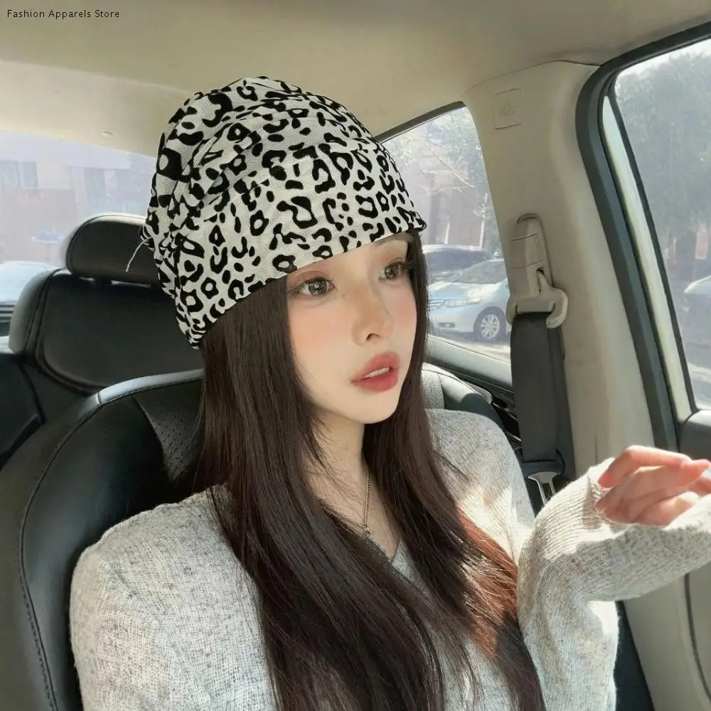 

Urban Vintage Y2k Baggy Cap Stacking American Style Pullover Hats Cool Adjustable Fit Leopard Beanies Cap Women