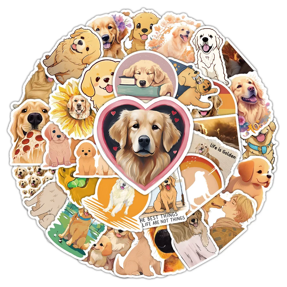 10/30/54 個ゴールデンレトリバー漫画ステッカーかわいい犬ステッカーかわいい動物のおもちゃ荷物ラップトップギターバイク装飾デカール