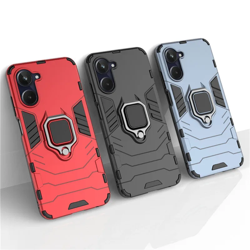 For Realme 10 Case Shockproof Hard Armor Finger Ring Protective Bumper For Relame 10 4G Case Realme 8 9 10 Pro Plus Cover