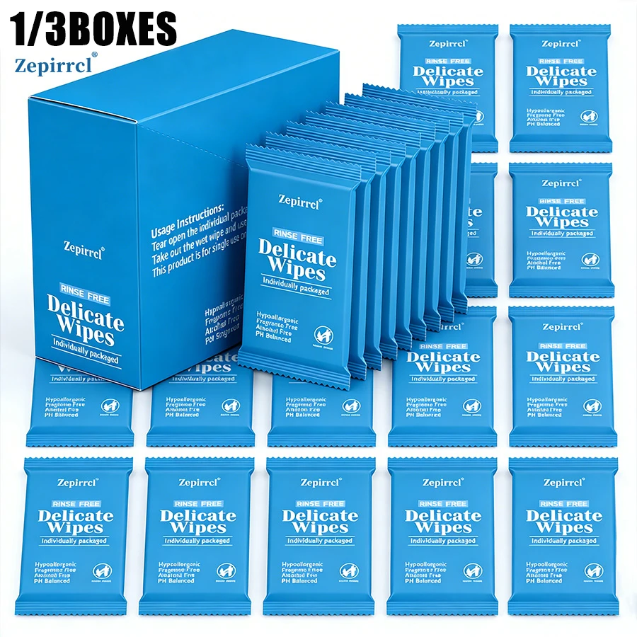 1/3 Boxes of Disposable Wet Wipes, Portable Mini Cleaning Wipes, No-Rinse Adult Wipes, Soft, Individually Packaged, for Cleaning the Body Anytime, Suitable for Sports, Outdoor Activities, Picnics, and Parties, 60 Sheets/Box, 15*20cm