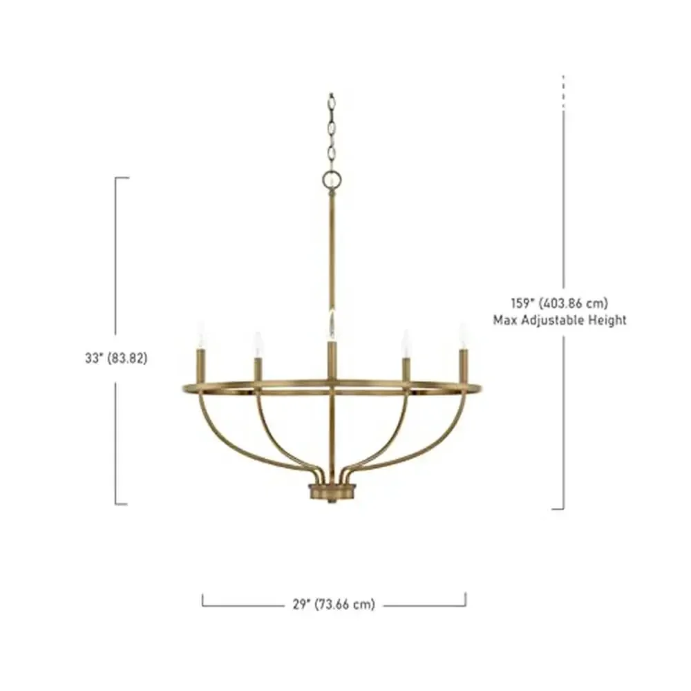 5-Light Urban Industrial Candle Chandelier Greyson 300W 33