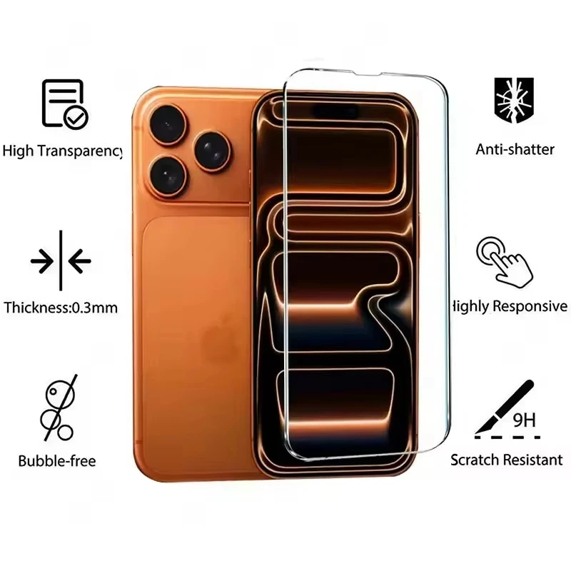 1-3 Piezas Vidrio Templado HD para iPhone 17 Pro Max Air 16 16e 15 14 13 12 11 Plus Mini X Xr Xs Max 17 Air 16e Película Protectora de Vidrio 3
