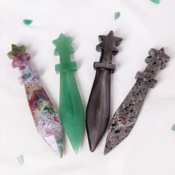 Knife Carved Natural Stone Mineral Specimen Ore Quartz Gemstones Obsidian Amethysts Healing Crystals Home Decor