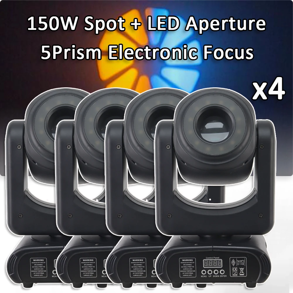 

4Pcs/Lot LED 150W Spot Moving Head 5Prisms Wedding Holiday Party Stage Lighting DMX Control Dj Disco Gobo Strobe Lamp