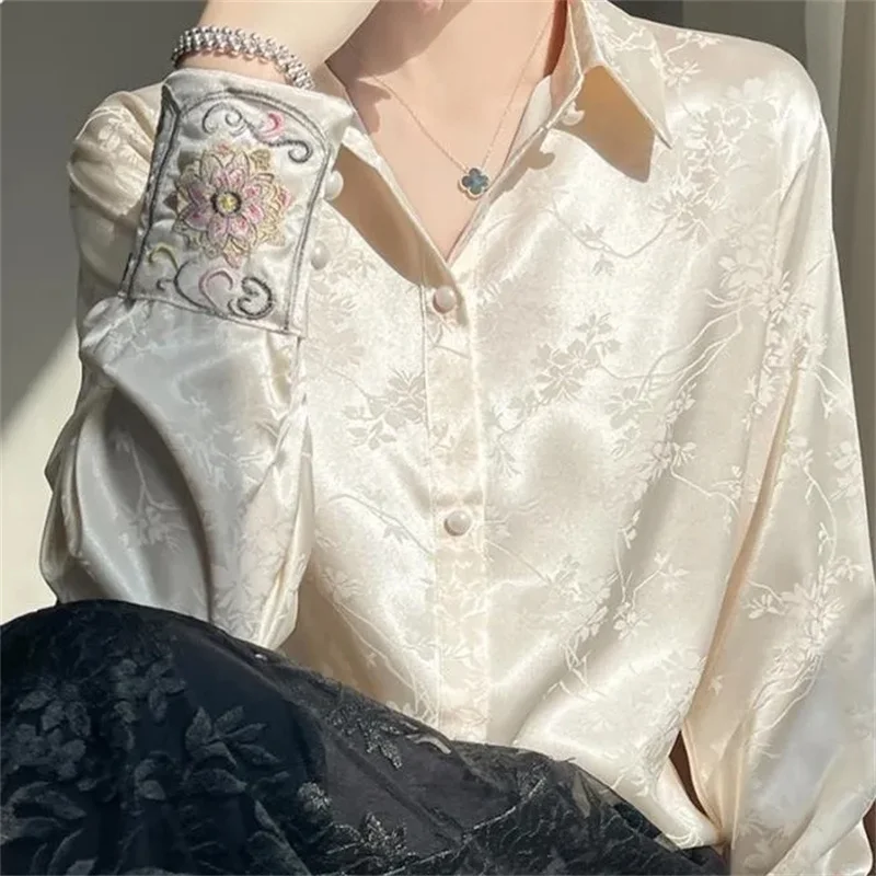 Spring Summer Chinoiserie Shirt 2025 New Loose POLO Collar Single-Breasted Women's Clothes Top Solid Color Fashion Blouse