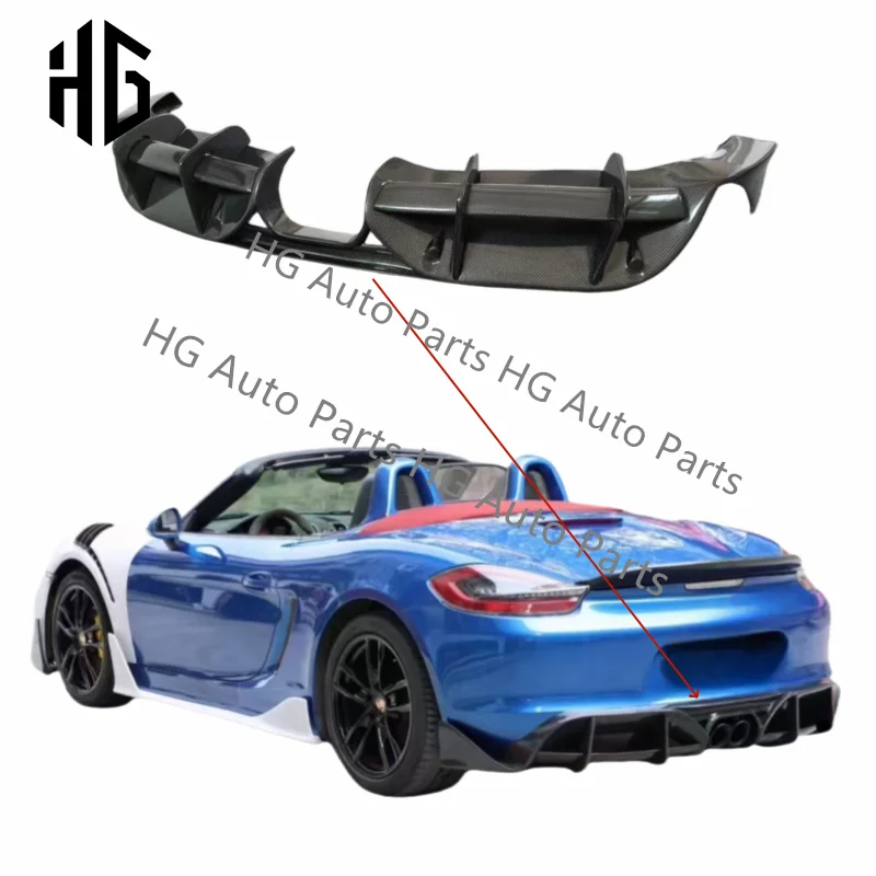 

Real Carbon Fiber Car Bumper Splitter Rear Lip For Porsche Boxster Cayman 981 718 982 Convert to PD Style Rear Diffuser Body Kit